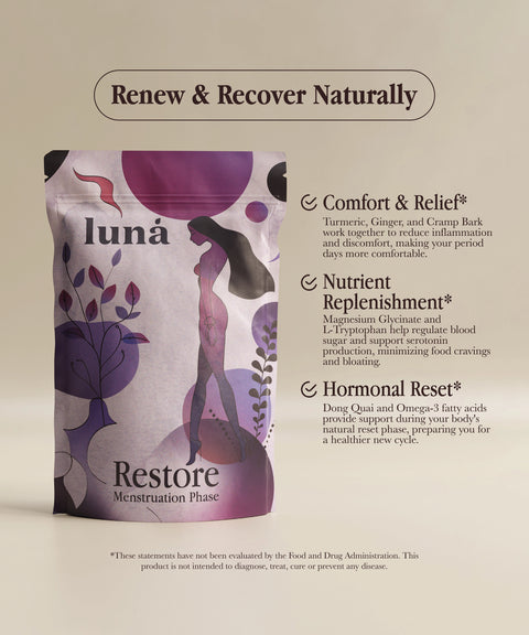 Luna Restore: Menstruation Phase 60g Supplement Powder